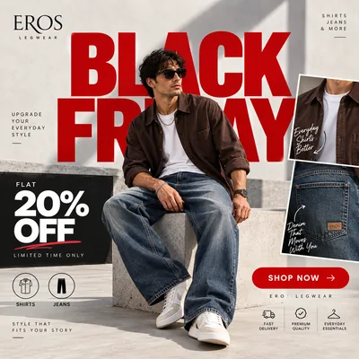 Black Friday sale ad creative for a menswear brand